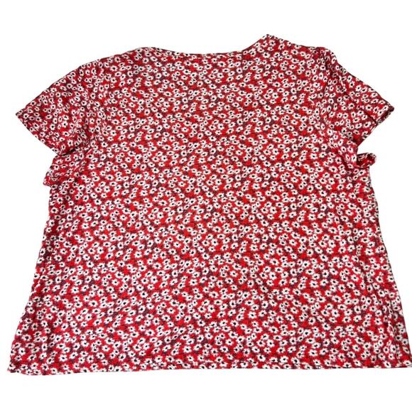 Lucky Brand Tee T Shirt Womens XXL Red Floral Short Sleeve Plus Casual - Picture 2 of 7